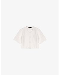 Maje - Cropped Round-Neck Short-Sleeve Knitted Cardigan - Lyst