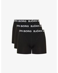 Björn Borg - Pack Of Three Essential Branded-waistband Regular-fit Stretch-cotton Boxers Xx - Lyst