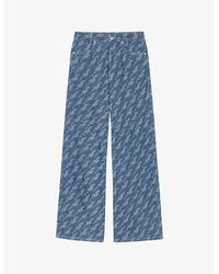 Maje - Dragon-motif High-rise Denim Jeans - Lyst