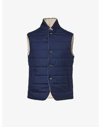 Eleventy - Funnel-neck Quilted Cashmere And Silk-blend Gilet - Lyst