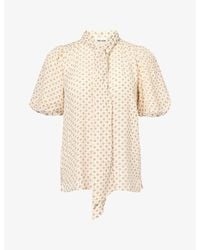 ME+EM - Printed Short-Sleeve Woven Blouse - Lyst
