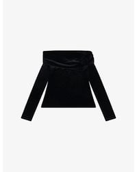 OMNES - Paris Rose-Appliqué Stretch-Velvet Top - Lyst