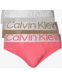 Calvin Klein - Logo-print Pack Of Three Stretch-cotton Briefs - Lyst