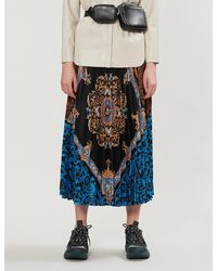 Sandro Ivona Baroque-print Pleated Satin-crepe Midi Skirt - Multicolour