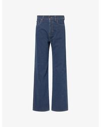 Miu Miu - Embroidered-Logo Straight-Leg Denim Jeans - Lyst