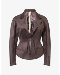 Oude Waag - Structured Tie-Up Faux-Suede Jacket - Lyst