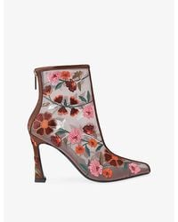 KG by Kurt Geiger - Transform Embroidered Woven Heeled Ankle Boots - Lyst