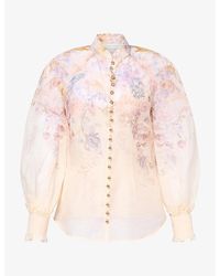 Zimmermann - Ascent Floral Linen-And-Silk Top - Lyst