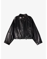 Sandro - Side-Pocket Cropped Leather Jacket - Lyst