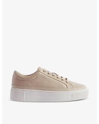 Reiss - Leanne Grained-leather Low-top Trainers - Lyst
