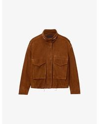 AllSaints - Clay Funnel-Neck Relaxed-Fit Suede Jacket - Lyst