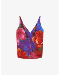Ted Baker - Col Atheri Floral-print V-neck Woven Cami Top - Lyst