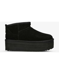 UGG - Classic Ultra Mini Platform Suede And Shearling Boots - Lyst