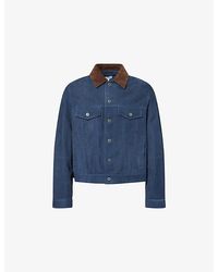 Loewe - Contrast-Collar Suede Jacket - Lyst
