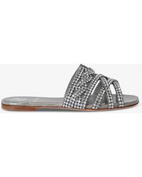 Gina - Com Sterling Swarovski Crystal-Embellished Leather Sandals - Lyst