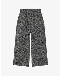 Whistles - Grid-Print Elasticated-Waist Woven Trousers - Lyst