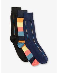 Paul Smith - Artist Striped Pack Of Three Cotton-blend Socks - Lyst
