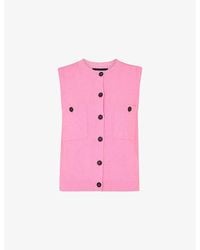 Whistles - Round-Neck Button-Down Textured Cotton-Blend Tank - Lyst