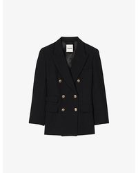 Sandro - Lapel-Collar Double-Breasted Wool-Blend Blazer - Lyst