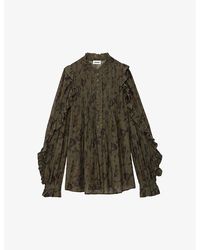 Zadig & Voltaire - Timmy High-neck Graphic-print Cotton-blend Blouse - Lyst