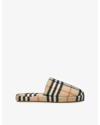 Burberry - Check Wool Blend Slippers - Lyst