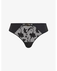 Chantelle - Floral-Embroidered Tanga Briefs - Lyst