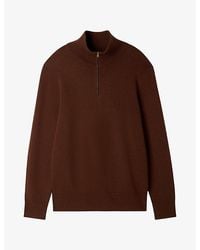 Sandro - Boxy Stand-Collar Cotton And Wool-Blend Jumper - Lyst