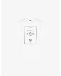 Maje - Branded-Print Short-Sleeved Cotton-Jersey T-Shirt - Lyst