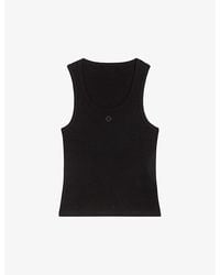 Maje - Logo-Embroidered Ribbed Stretch-Cotton Vest - Lyst
