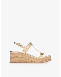 Jimmy Choo - Theia 60 Metallic-Leather Wedge Heeled Sandals - Lyst