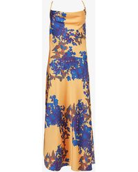AllSaints - Hadley Floral-print Recycled-polyester Midi Dress - Lyst