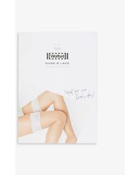 Wolford - Nude 8 Floral-trim Stocking - Lyst