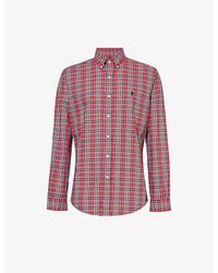 Polo Ralph Lauren - Red Greenchecked Logo-embroidered Cotton-poplin Shirt - Lyst