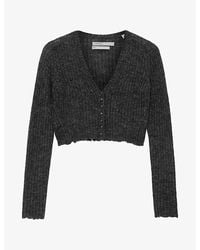 AllSaints - Mable V-Neck Cropped Alpaca-Blend Cardigan - Lyst