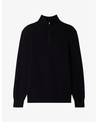 Sandro - Boxy Stand-Collar Cotton And Wool-Blend Jumper - Lyst