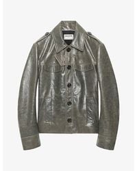 Zadig & Voltaire - Veram Button-Down Leather Jacket - Lyst