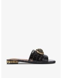 Kurt Geiger - Chelsea Eagle-Embellished Flat Faux-Leather Sandals - Lyst