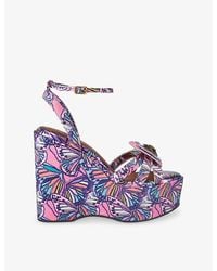 Kurt Geiger - Butterfly Woven Platform Wedge Sandals - Lyst