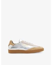 AllSaints - Thelma Metallic Leather And Suede Low-Top Trainers - Lyst