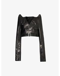 Rick Owens - Pointed-shoulder Cropped Leather Jacket - Lyst
