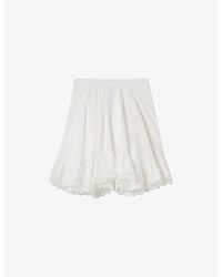 Claudie Pierlot - High-Rise Lace-Trim Woven Mini Skirt - Lyst