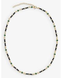 V By Laura Vann - Marlowe 18ct Yellow -plated Recycled Sterling-silver, Emerald, White Topaz And Enamel Pendant Necklace - Lyst