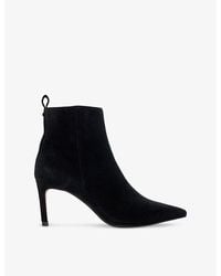 Dune - Obsessively Logo-Badge Stiletto-Heel Suede Ankle Boots - Lyst
