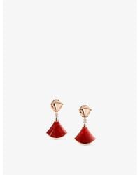 BVLGARI - Divas Dream 18Ct Rose- 0.07Ct Brilliant-Cut Diamond And Carnelian Earrings - Lyst