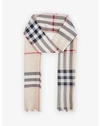 Burberry - Giant Check Fringed-trim Wool And Silk-blend Scarf - Lyst