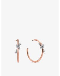 Tiffany & Co. - Tiffany Knot Large 18Ct Rose- Platinum And 0.40Ct Diamond Hoop Earrings - Lyst