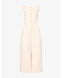 Mona Alshebil - Sleeveless Button-Front Crepe Maxi Dress - Lyst