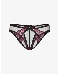 Agent Provocateur - Rozlyn Ouvert Mesh And Lace Briefs - Lyst