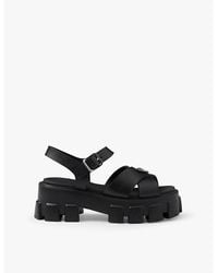 Prada - Monolith Logo-Plaque Rubber Heeled Sandals - Lyst