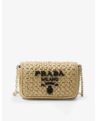 Prada - Embroidered-logo Crochet Shoulder Bag - Lyst
